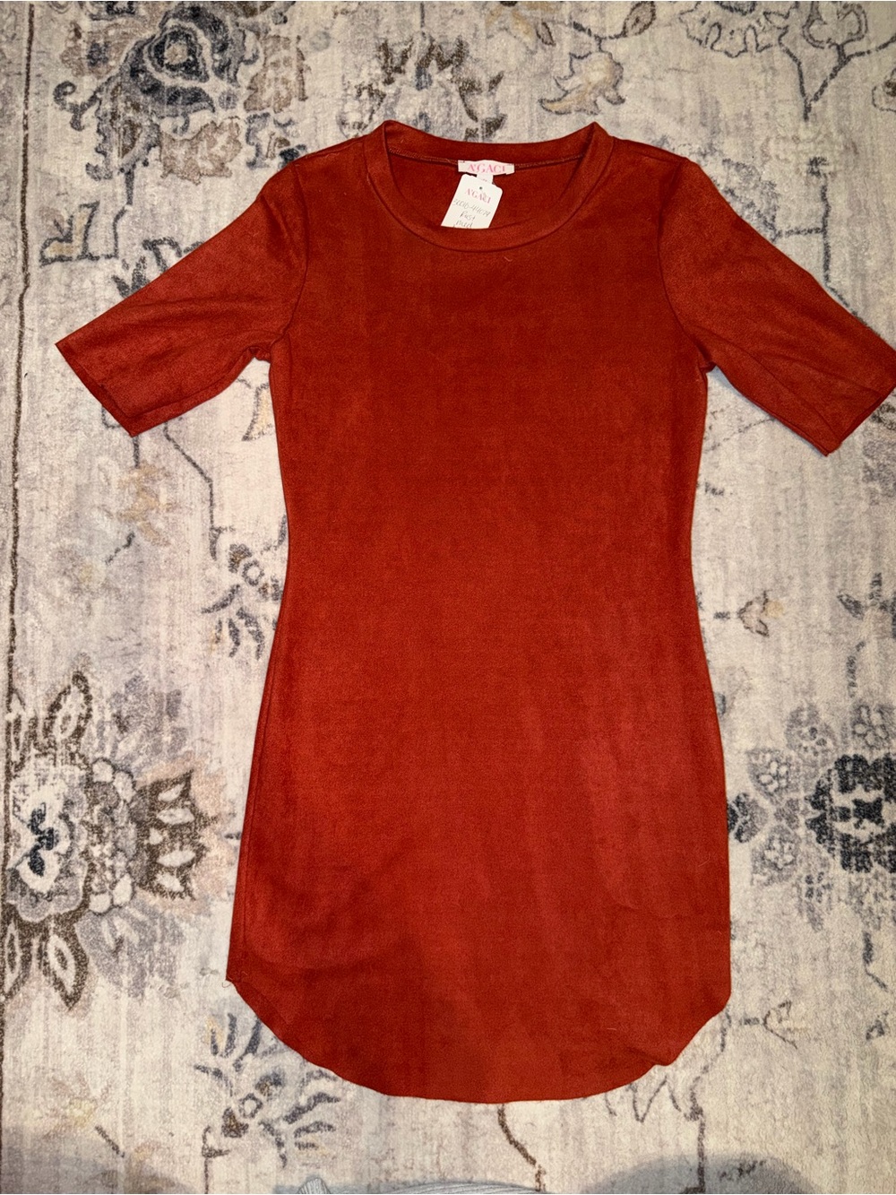 a'gaci Rust Tunic Top with Crew Neck